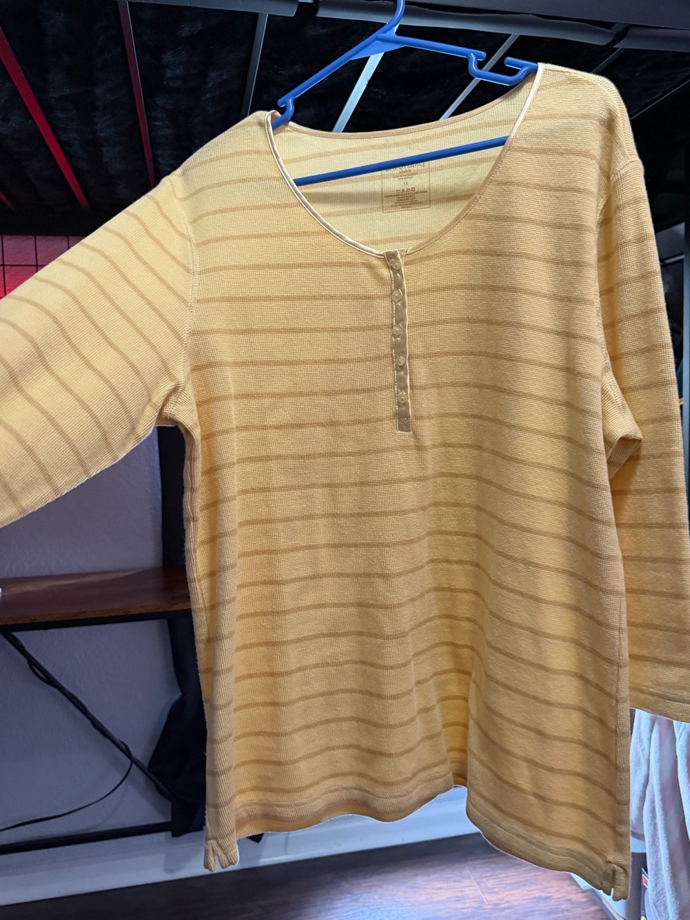 Women's Lightweight Yellow Striped Henley Top